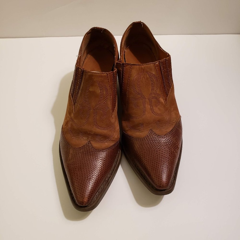 Nine West Brown Western Ankle Boots Size 6.5 - Picture 5 of 6